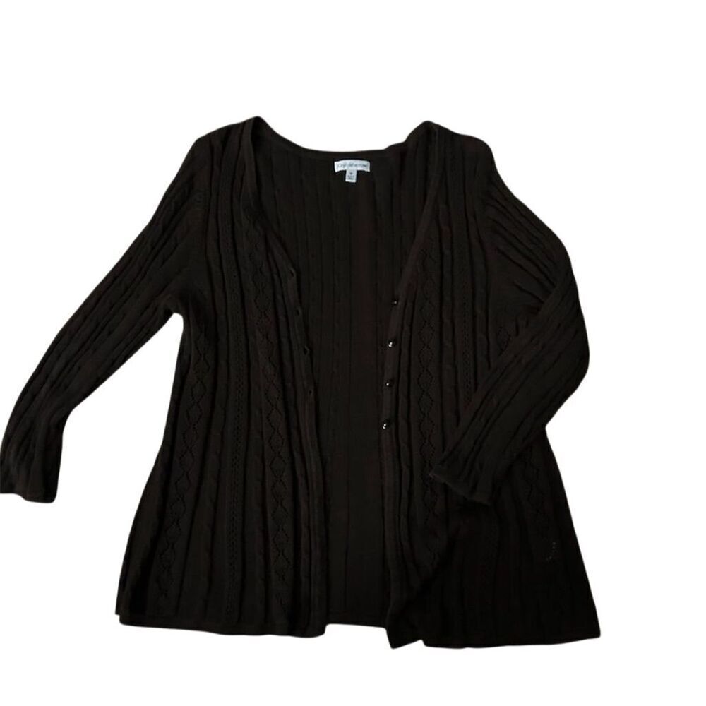 Croft & Barrow Women's M Brown Cable Knit Cardigan Sweater Long Sleeve
166